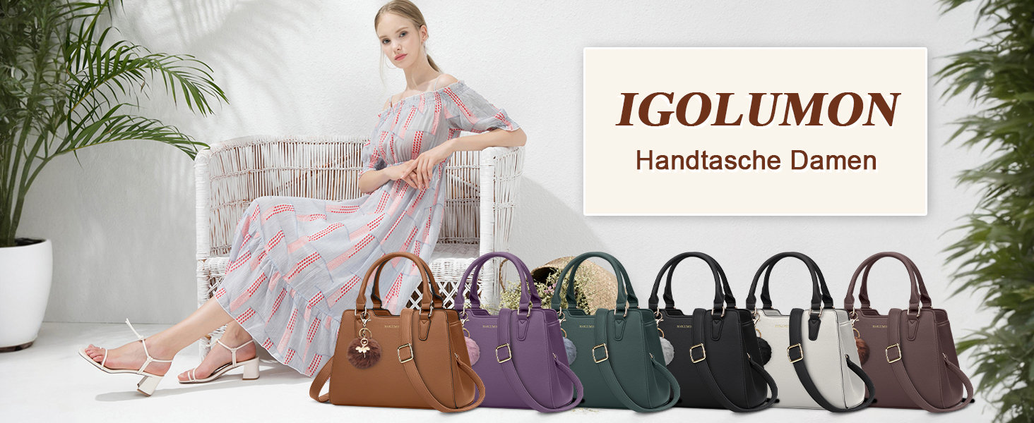 Жіноча сумка IGOLUMON шкіряна середнього розміру, сумка-тоут, сумка на ручку, чорна