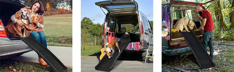 Рампа для собак NAIZY 156 см, складана, з антиковзними килимками, для собак/кішок/домашніх тварин до 90 кг, чорна