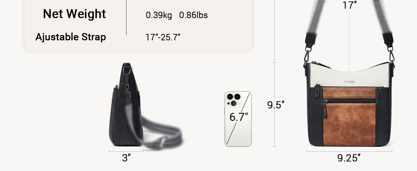 Сумка жіноча через плече Shrrie, екошкіра, чорно-коричнева, з ременем, для подорожей