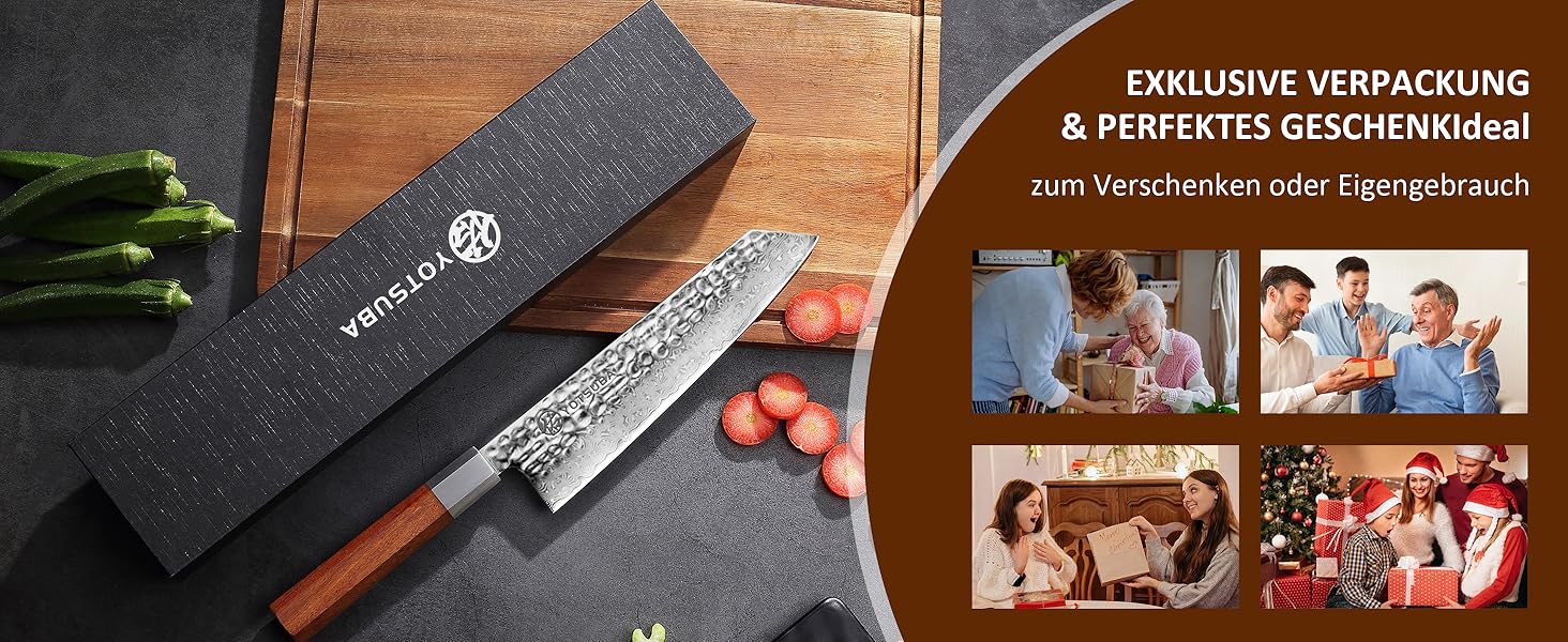 Кухонний ніж YOTSUBA Hackmesser 18 см, кухонний тесак, професійний ніж для м'яса та овочів, з ергономічною ручкою Pakkawood