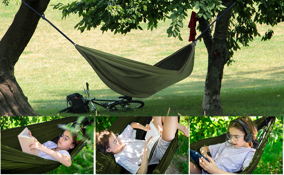 Гамак COVACURE вуличний з москітною сіткою для 2 осіб 270x140 см, вантажопідйомність 200 кг - легкий гамак для кемпінгу, саду, подорожей