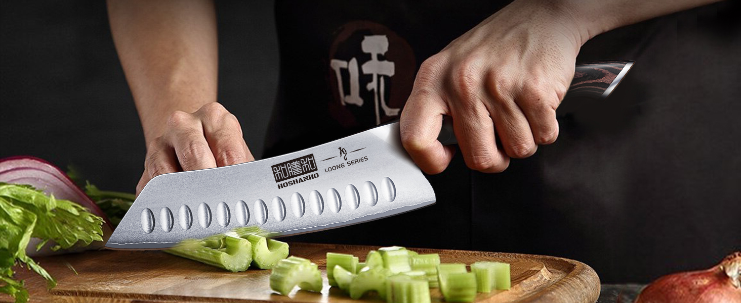 Набір кухонних ножів HOSHANHO 6 шт. з магнітним тримачем, професійний з вуглецевої сталі, ергономічні ручки
