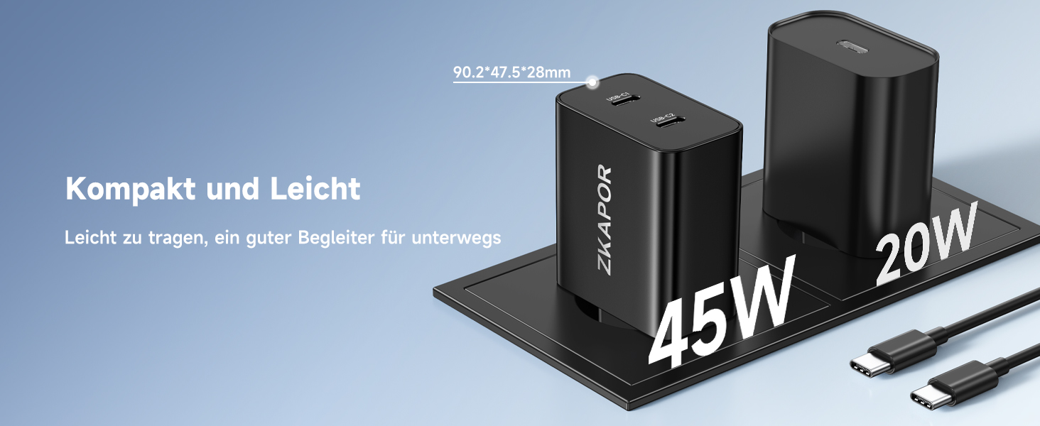 Зарядний пристрій ZKAPOR з 4 USB-C портами, 45W, білий (PD+QC)