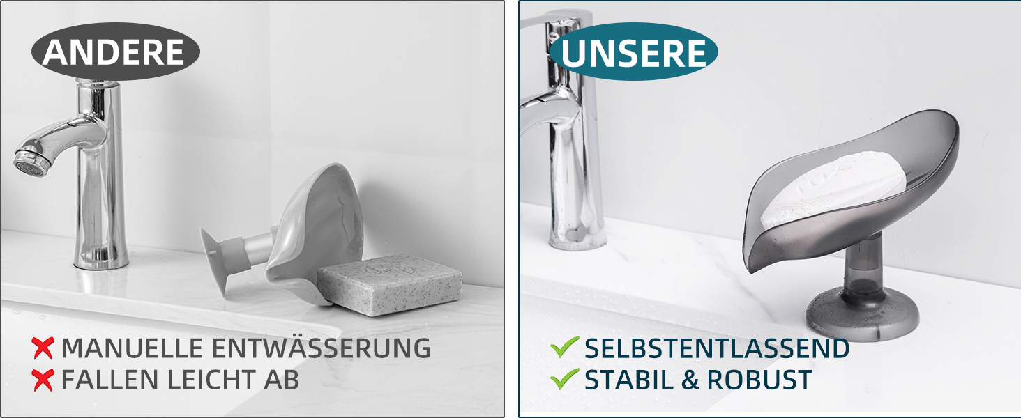 Набір мильниць з піддоном TAILI, 2 шт., сірий колір, витримують до 5 кг, без свердління, для ванної кімнати та кухні