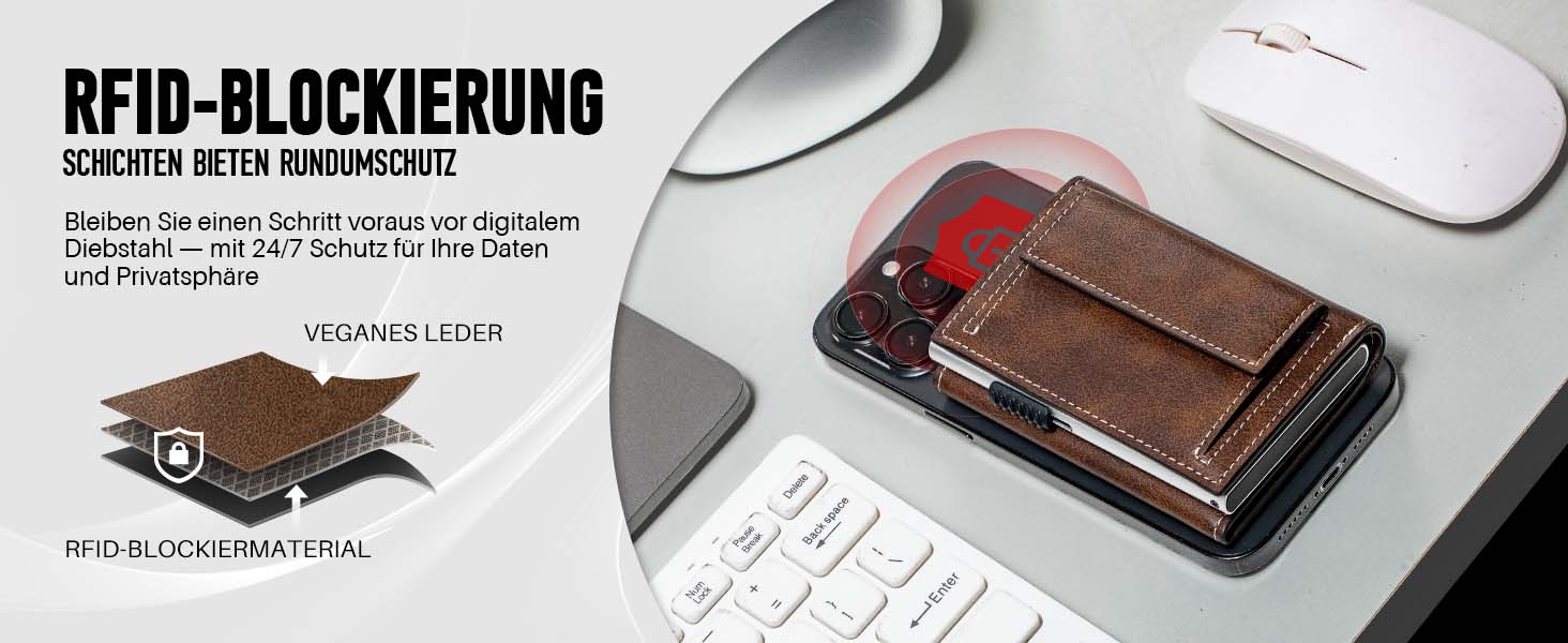 Шкіряний чоловічий гаманець з RFID-захистом Braun з відділенням для монет та 6 картками