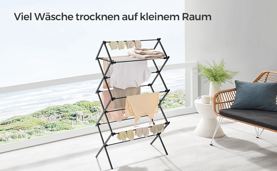 Стійка для сушіння білизни SONGMICS LLR770B01, складна, сталева, 37x75x135 см, для дому та вулиці