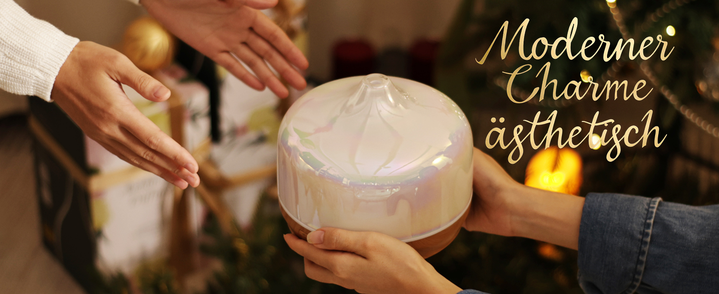 Дифузор ароматної олії Porseme 500 мл, скляний, ультразвуковий, з LED-підсвіткою 7 кольорів, для ефірних олій, тихий, для дому (Rosegold)