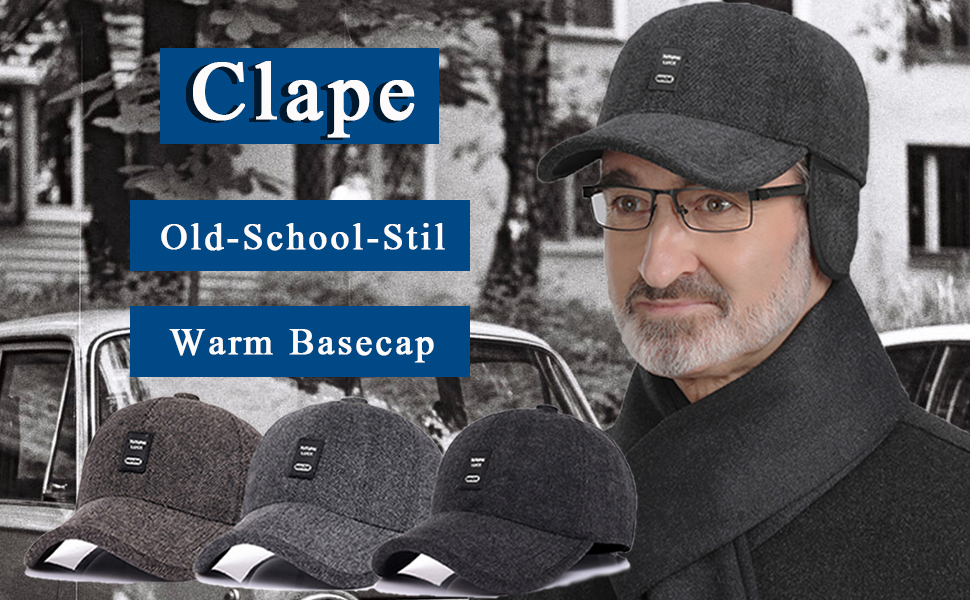 Кепка CLAPE з відворотом на вухах, повна кепка для чоловіків, спортивна шапка в стилі Old School, Dad Hat, в'язана шапка для зими/осені/весни, універсальний розмір (GSDT5-Coffee)