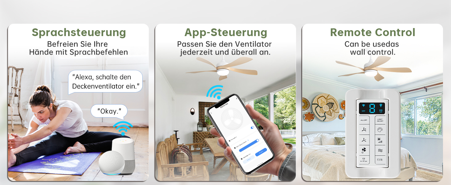 Стельовий вентилятор з підсвічуванням Sofucor Smart 132 см, управління Alexa/APP, пульт, 3 режими світла, таймер, 6 швидкостей, тихий DC мотор для вітальні (колір Log)
