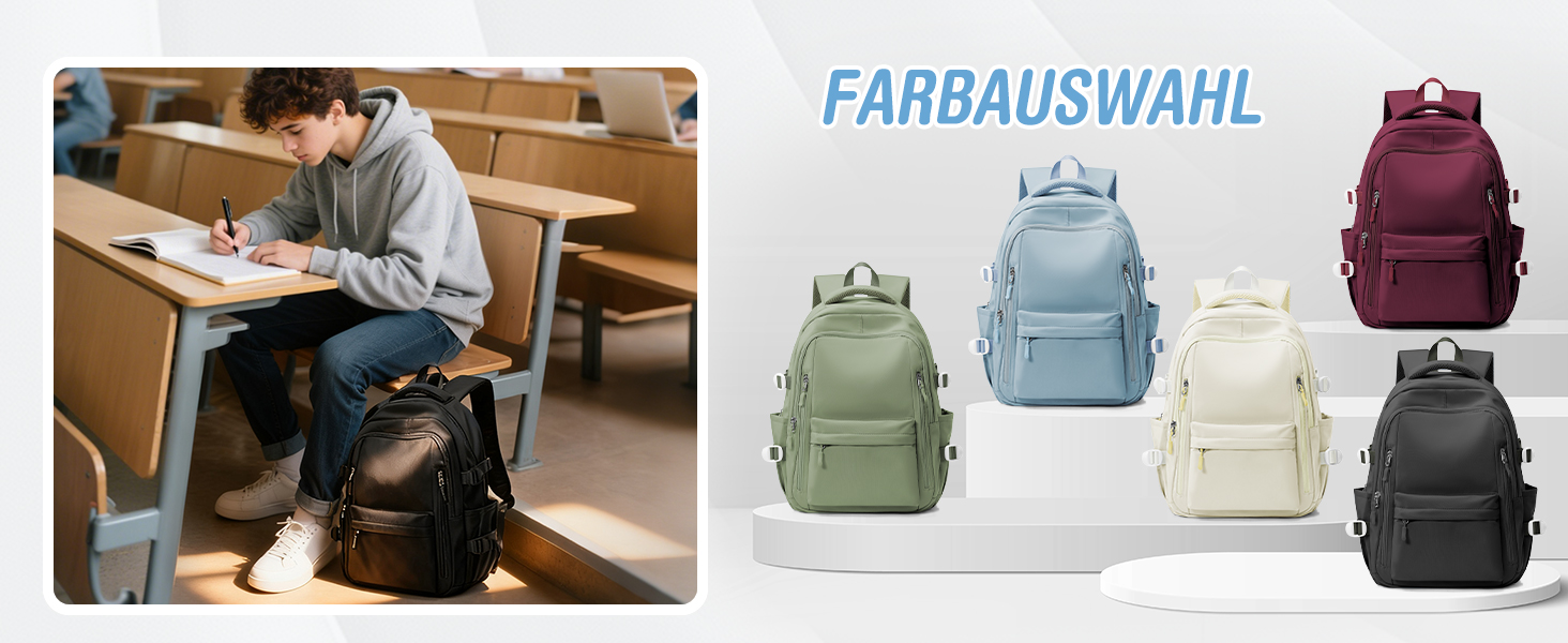 Шкільний рюкзак HYC00 для дівчаток та хлопчиків-підлітків, водонепроникний, з відділенням для 14-дюймового ноутбука, casual, для подорожей та навчання, M4-зелений (M7-світло-блакитний)