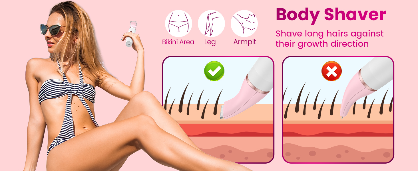 Електричний тример для жінок 4-в-1: для обличчя, тіла, ніг, носа. Тример для бікіні, USB-C