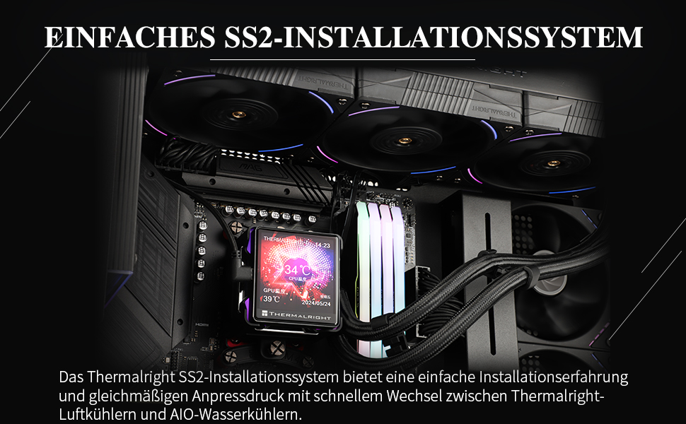 Thermalright Elite Vision 360 ARGB - Смарт-системa водяного охолодження CPU з IPS LCD-дисплеєм (320x320), для AM5/Intel 1700/1851, чорний