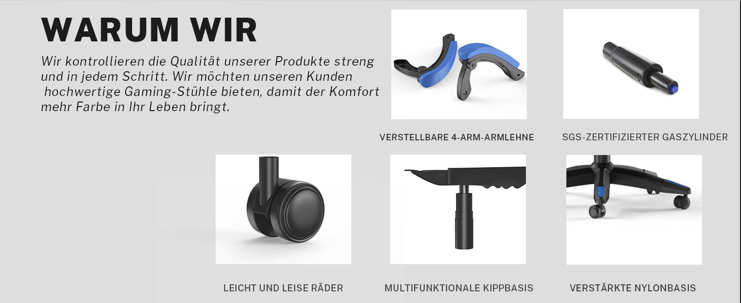 Геймерське крісло Racingreat Ergonomic: регульоване, з підголівником, PU-шкіра, для підлітків та дорослих, блакитне