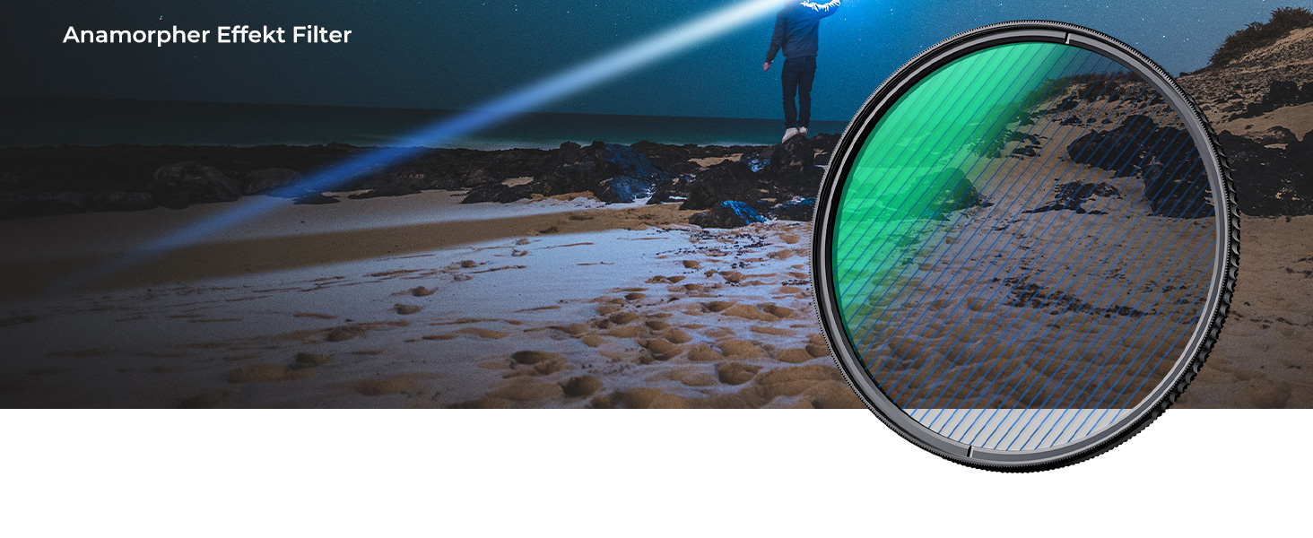 Фільтр K&F CONCEPT Blue Streak Anamorpher 58mm - Ефект синіх смуг, Nano-Klear