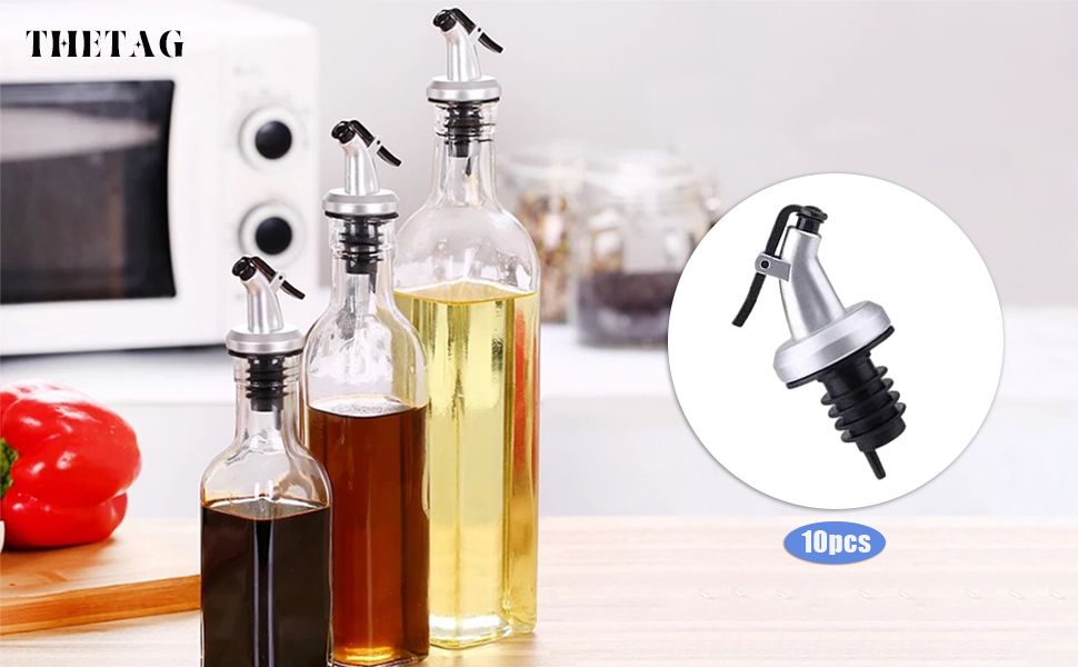 Виливники для пляшок THETAG, 10 шт. - виливання вина, олії, спецій, сиропів (без протікання)