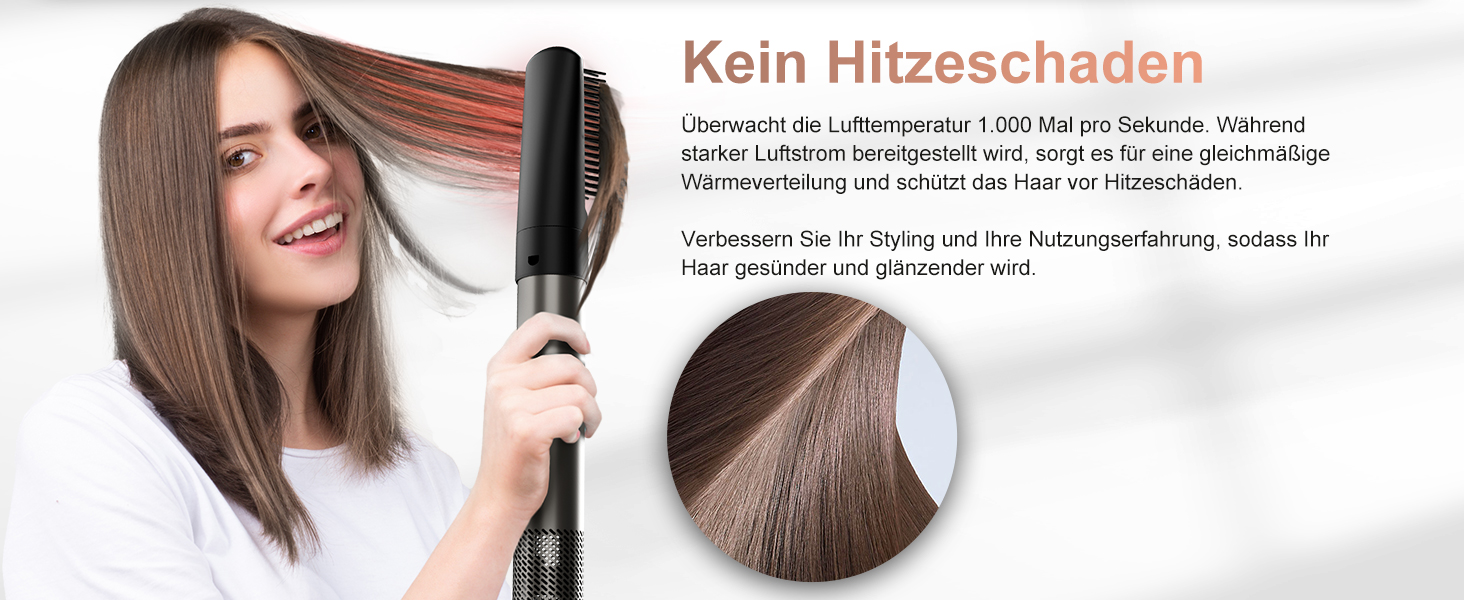 7MAGIC Airstyler 6-в-1: фен-щітка, плойка, завивка, іонізація, для волосся, подорожей, сріблястий