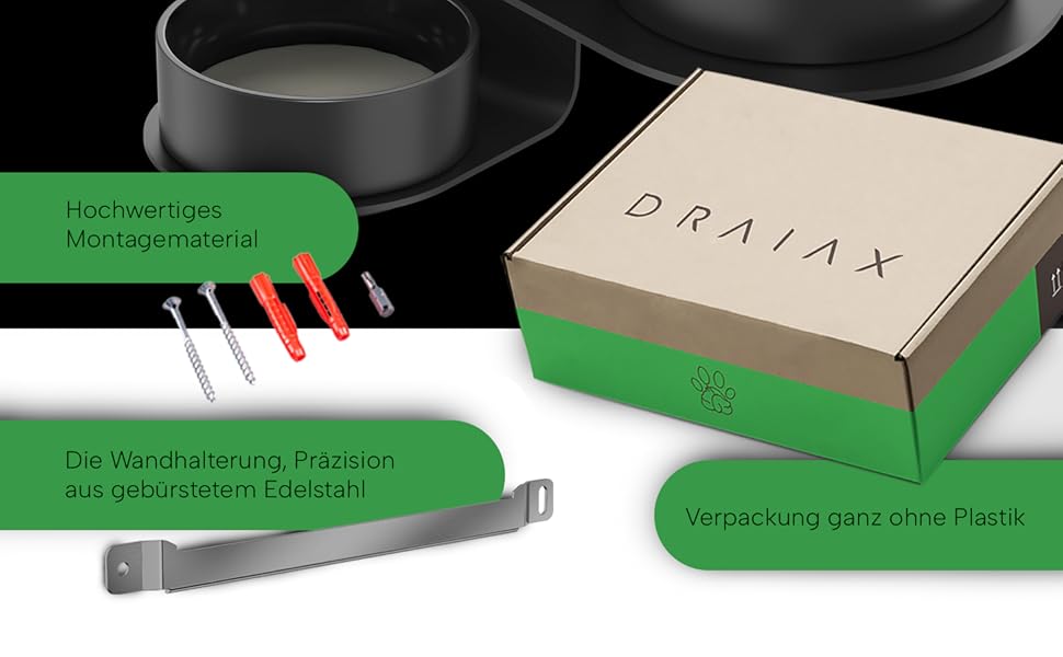 Миска для собак DRAIAX ElegantFeed M з кераміки – чорна, матова зовні, глянцева всередині