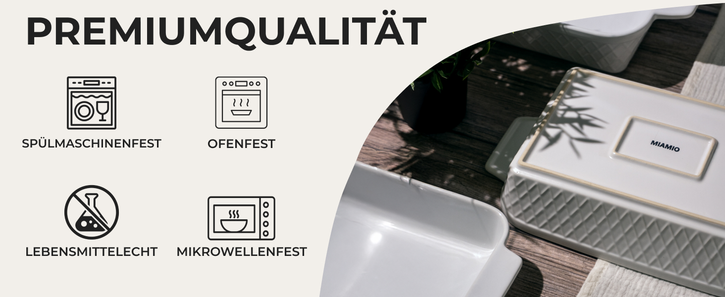 Набір форм для запікання Miamio Palmanova (3 шт.) з кераміки, прямокутні, 850 мл, 1650 мл, 2900 мл. Підходять для тірамісу, лазаньї. Можна мити в посудомийній машині та використовувати в духовці.