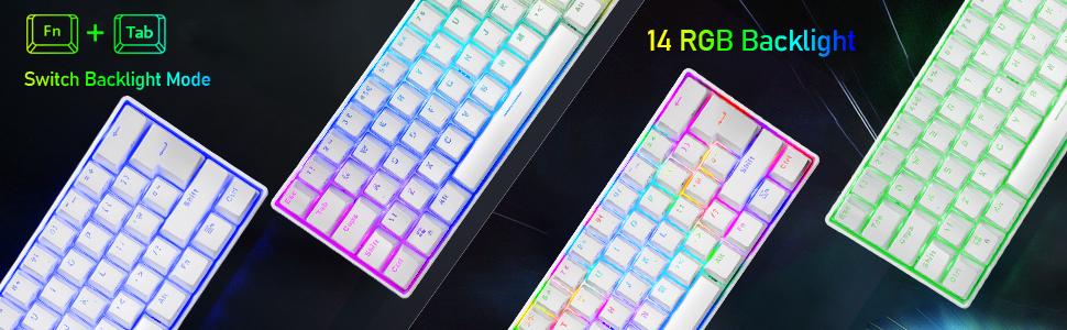 Ігровий комплект клавіатури та миші MK21: RGB механічна клавіатура 60% (62 клавіші), миша 6400 DPI, килимок для миші. Сумісність з PS4, Xbox, PC. Чорний/Blue Switch (White)