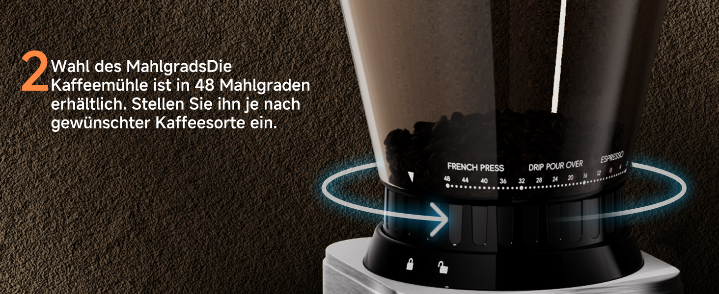 Електрична кавомолка Biolomix для еспресо з регулюванням помелу та контейнером для портафільтра (CG210-2)