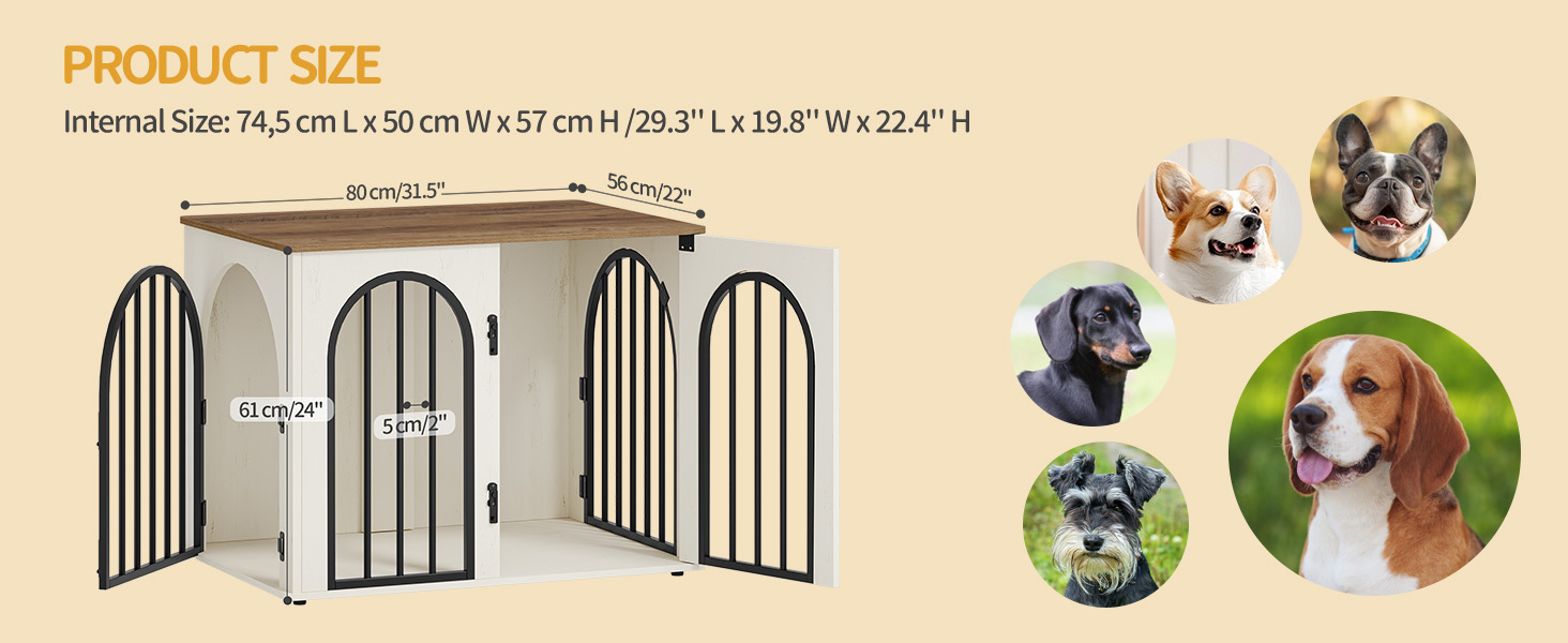 Сучасна собача будка-меблі Hzuaneri DFC85101B, 80 см, 3 двері, коричнева