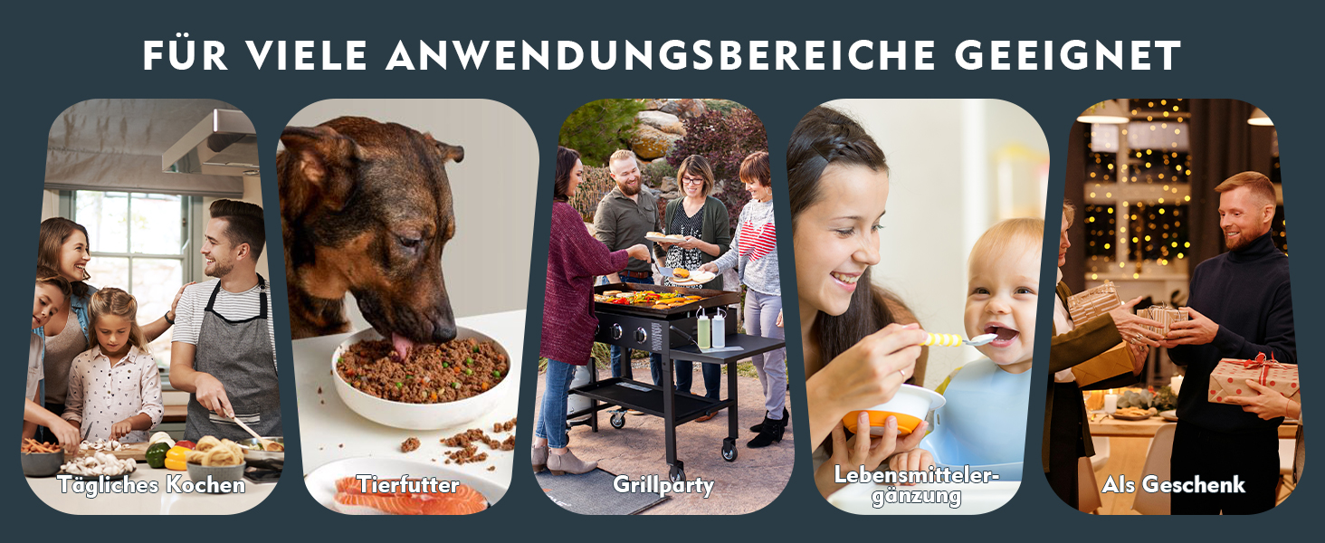 М'ясорубка електрична CHEFFANO 2000W з насадками для ковбас та кубебе, нержавіюча сталь, чорна