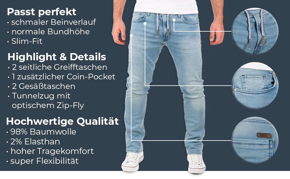 Чоловічі джинси WOTEGA Noah Slim Fit сірі (Turbulence Grey 3r4215) 31W/32L - джогери в стилі джинсів