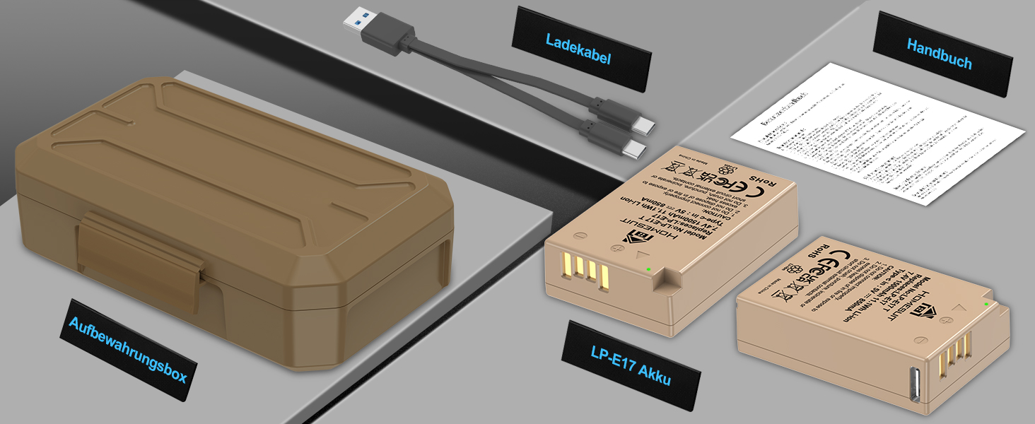 Акумулятор LP-E17 1300mAh та зарядний пристрій Dual USB LED для Canon Rebel SL3, SL2, T8i, T7i, T6i, T6s, EOS R10, R50, R8, RP, M3, M5, M6, 200D, 77D, 750D, 760D, 2x LP-E17 (колір: коричневий)