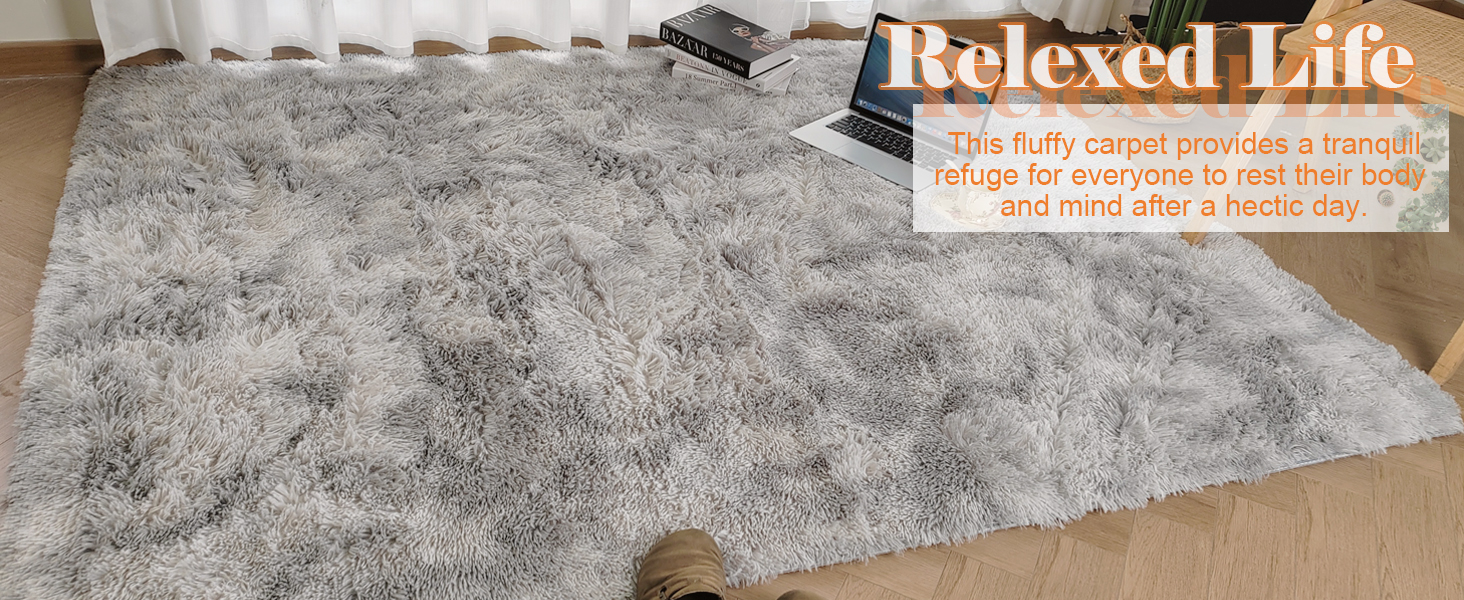 Килимок для вітальні та спальні Gsogcax, 120 x 160 см, сірий, пухнастий, з антиковзаючим покриттям, супер м'який, великий, для дому, сучасний декор, килим на підлогу