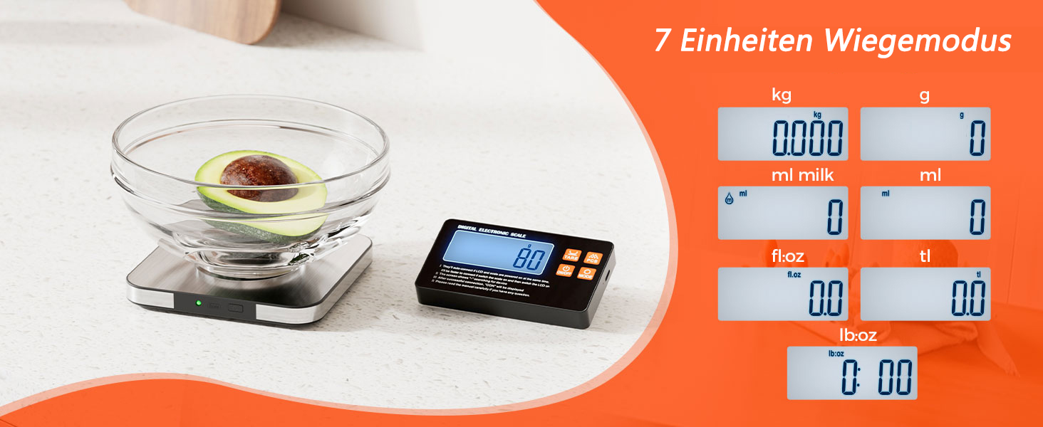 Цифрова кухонна вага, 1г/15кг, з LCD-дисплеєм, функція підрахунку та тарування, 7 одиниць вимірювання