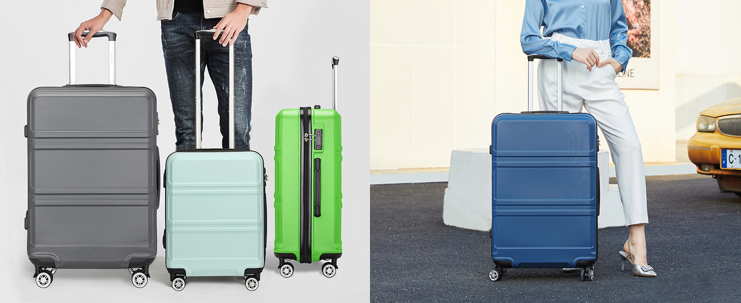 KONO Валіза-Тролей XL (74 см) з ABS+PC, 4 колеса, TSA-замок, для подорожей, бізнесу та сімейного відпочинку, темно-синій