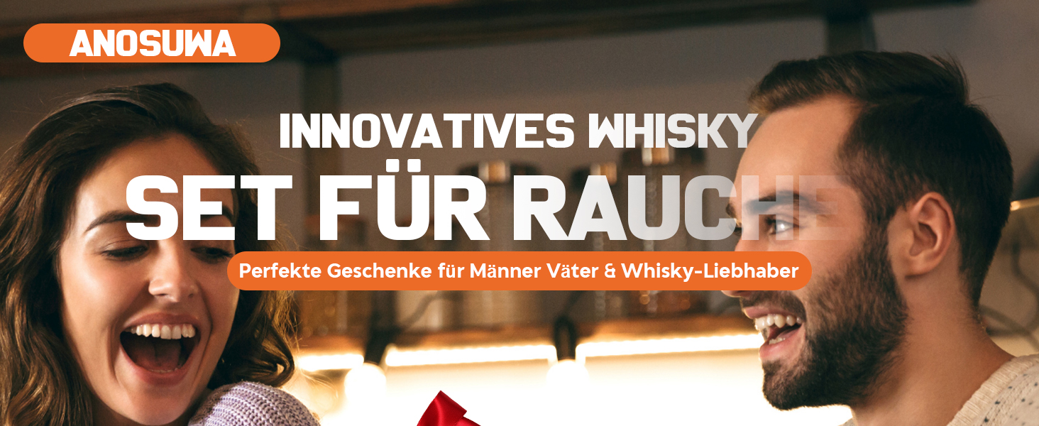 Набір для димування віскі Anusuwa - набір для коктейлів з 6 дерев'яними стружками та 4 камінням для віскі. Ідеальний подарунок для чоловіків на день народження, Різдво, ювілей (без бутану)