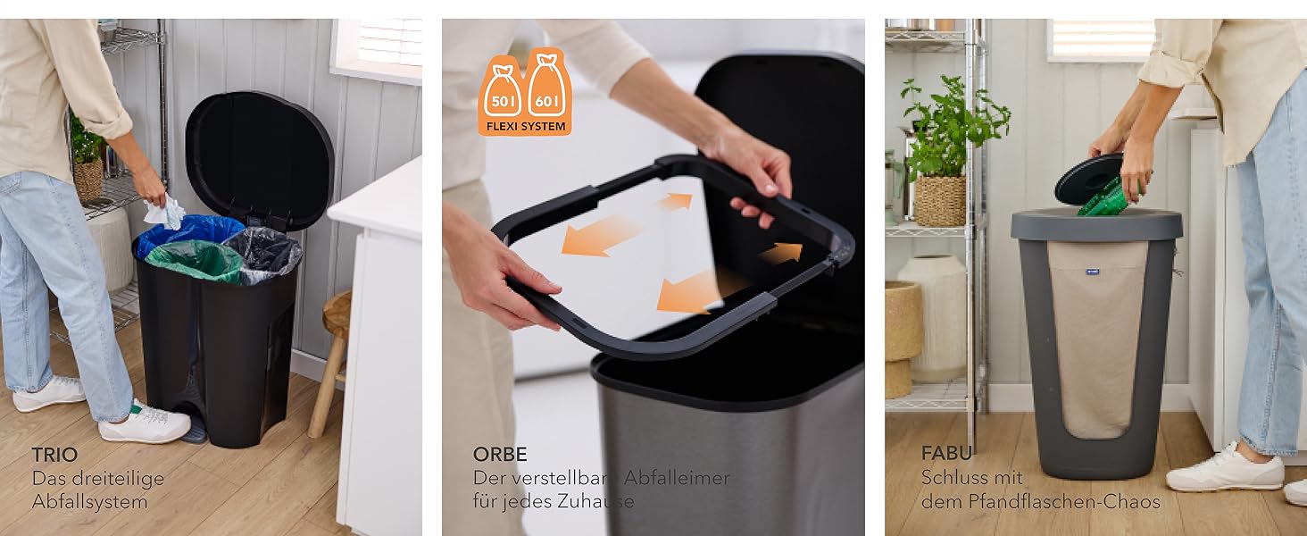 Відро для сміття Rotho Twist 25л з кришкою, пластик (PP), BPA-free, чорний/сріблястий, 25л