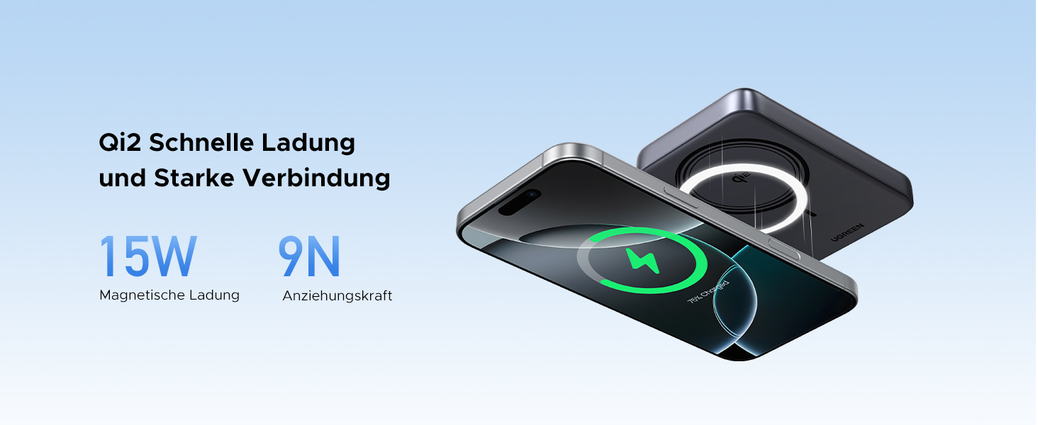 Power Bank UGREEN Nexode Qi2 10000mAh з MagSafe та USB-C 20W - зовнішній акумулятор для iPhone 16 Pro Max/16/15-12