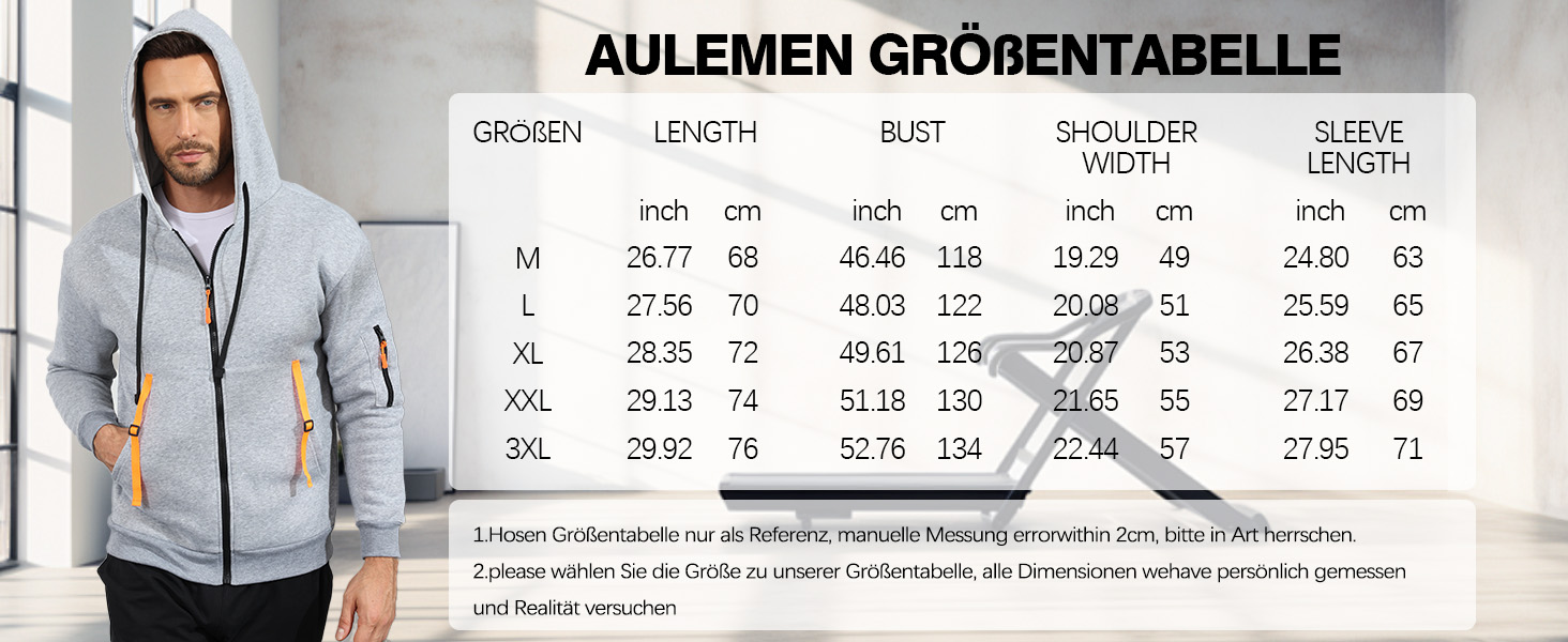 Світшот з капюшоном Aulemen для чоловіків з блискавкою, лангрукав, slim fit, декілька кишень, для повсякденного носіння та спорту, сірий, 3XL