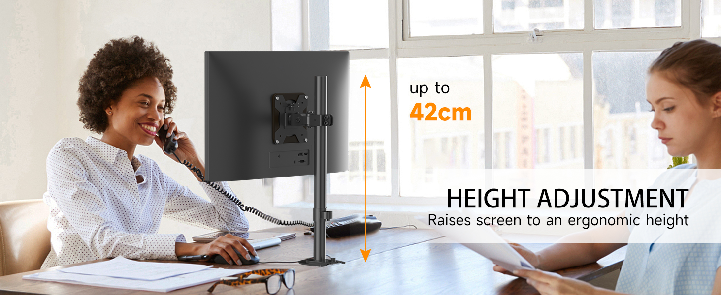 Кронштейн для монітора Suptek для LCD LED екранів 13-27 дюймів, регульований за висотою настільний тримач, VESA 75/100, до 10 кг, чорний
