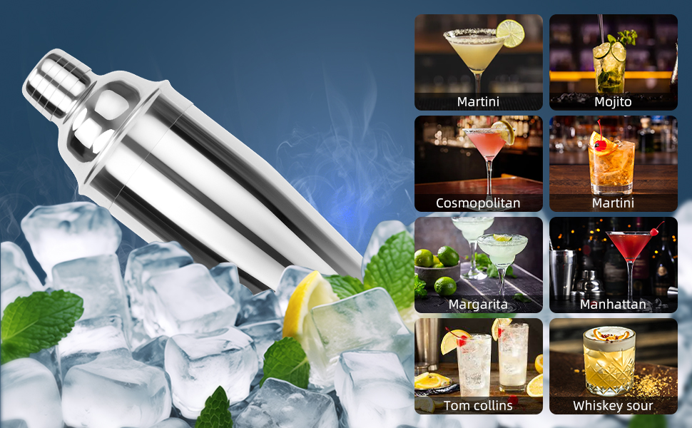 Професійний набір для коктейлів Cinnani 20 предметів: шейкер, стійка та аксесуари з нержавіючої сталі - ідеальний подарунок для бармена