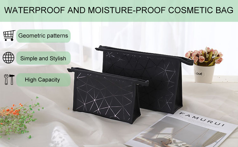 Набір косметичок 3 шт. з блискавкою: водонепроникні органайзери для косметики та подорожей (зелений, чорний)