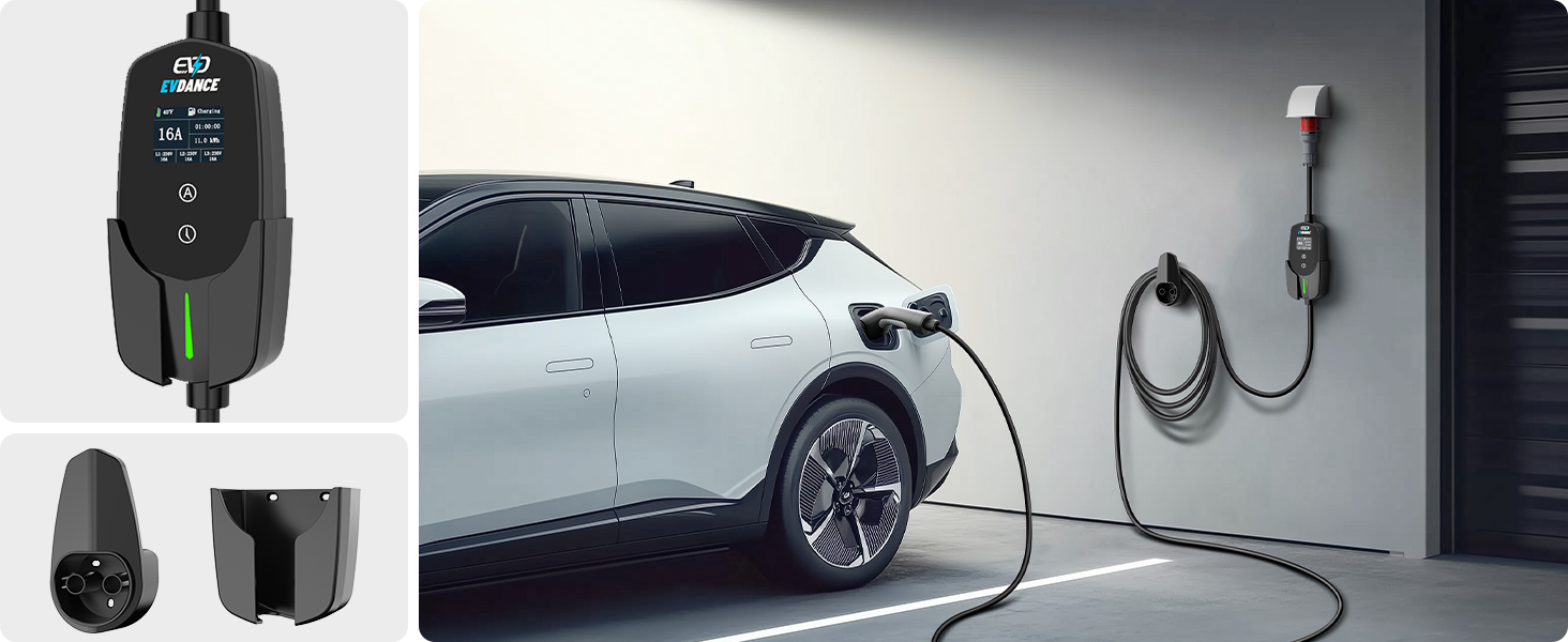 Кабель для зарядки електромобіля Type 2 Schuko, 3.68 кВт, 6.1 м, 6-16A (Чорний)