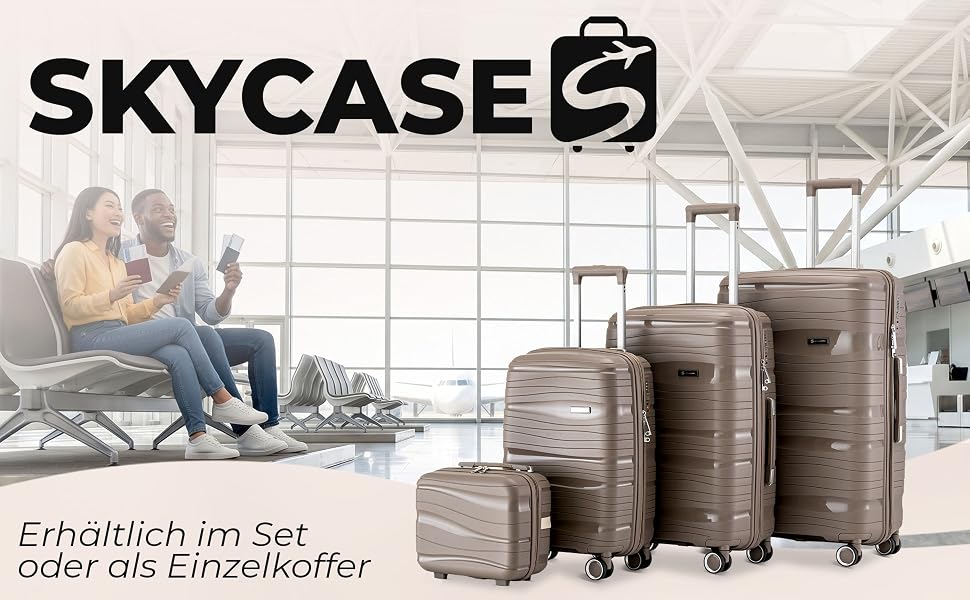 Набір валіз Travel One з жорстким корпусом, 4 предмети (32/60/98 л), кодовий замок та колеса 360°, колір шампань (ручна поклажа 40 л)