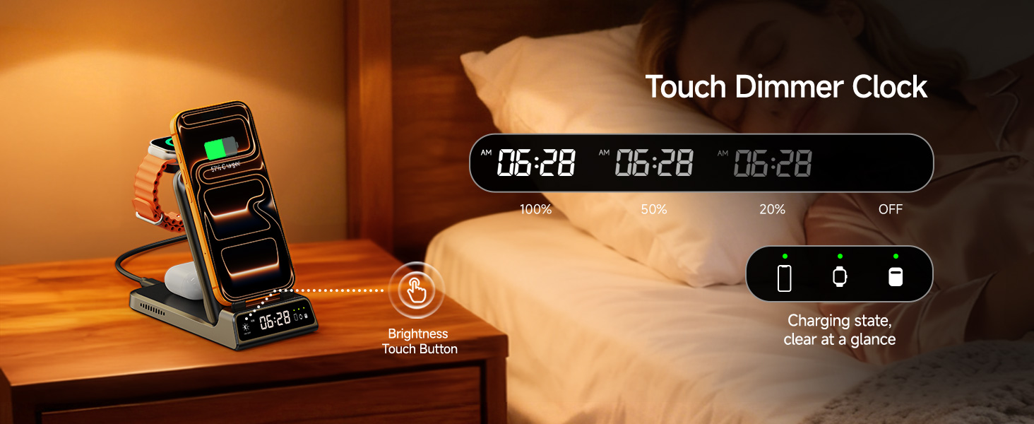 Бездротова зарядка 3-в-1 SwanScout 703A для iPhone 12/13/14/15/16/17, Apple Watch 7/8/9/10/11/Ultra, AirPods Pro 3 – Чорна