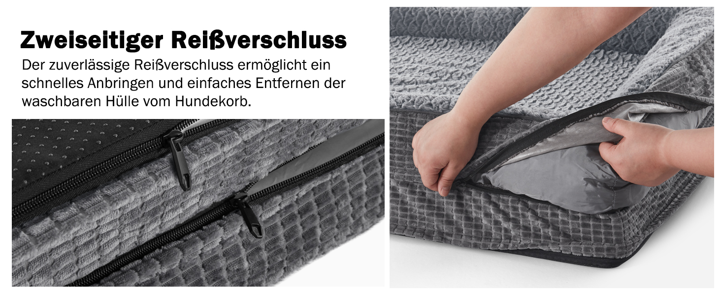 Ортопедичне ліжко для собак середніх та великих порід FURTIME, з memory foam, сіре, 89x64x18 см