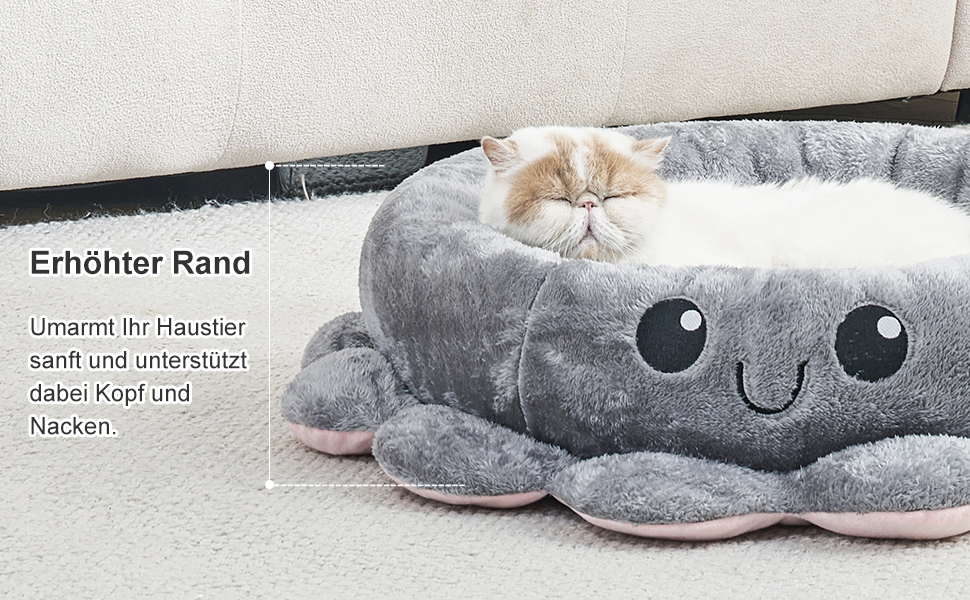 Кругле ліжко для собак та котів Jiupety Boho, рожеве/сіре, XL/M, знімний коврик, ліжко-антистрес для великих собак