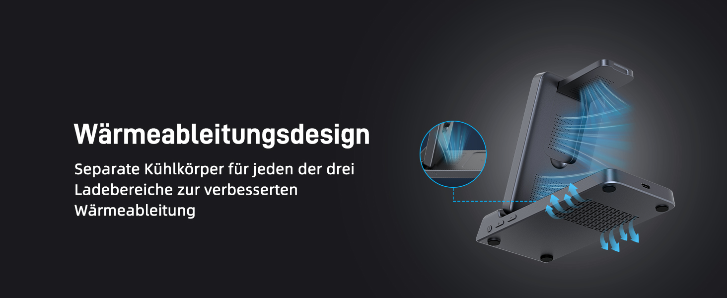 Зарядна станція 3-в-1 бездротова для iPhone, Apple Watch, AirPods, з годинником, для подорожей