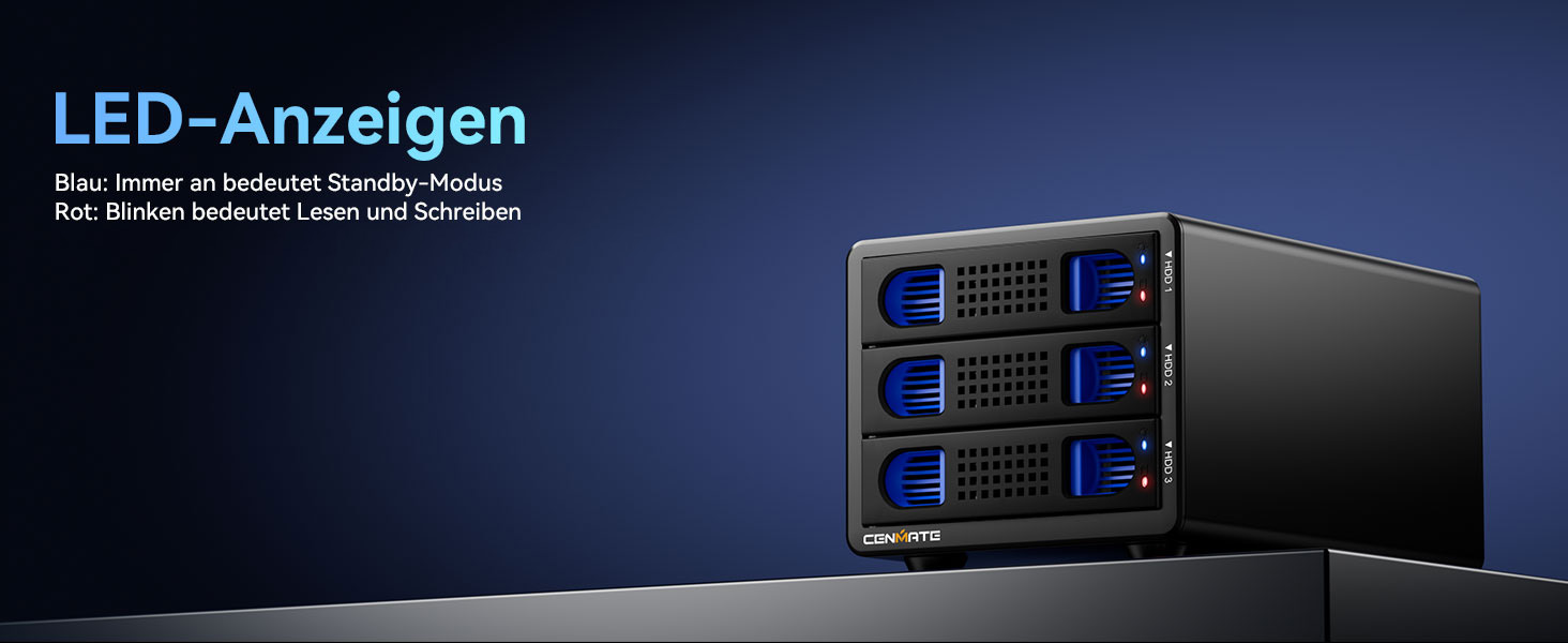 Корпус для жорстких дисків на 3 відсіки з алюмінію, USB 3.0, SATA HDD/SSD, Hot-Swap, DAS (без RAID/NAS)