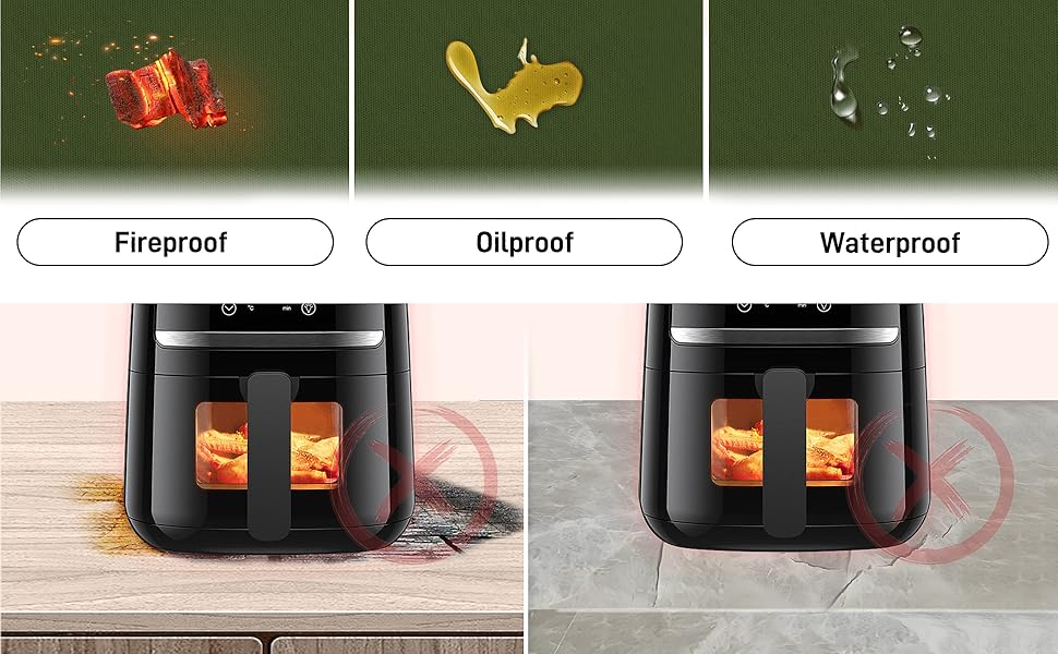 Термостійкий килимок 40 x 45 см, 1 мм - захист від нагріву для фритюрниці, вогнестійкий килимок для кухонних стільниць, масло- та водовідштовхувальний, легко миється, 1 шт. (Зелений, 30x45x0.1 см)