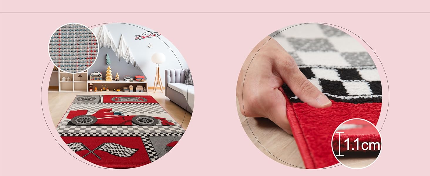 Дитячий килим круглий Elefant Design, короткий ворс, 120 см, синьо-сірий, гіпоалергенний, для дівчаток та хлопчиків