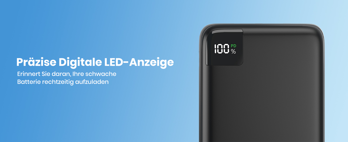Power Bank SOARAISE 27000mAh з LED-дисплеєм: зарядний акумулятор для телефону та планшета, 4 виходи, USB-C, чорний