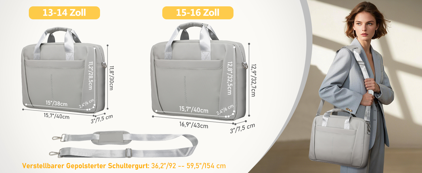 Сумка для ноутбука 15-16 дюймів GAOCHY, сумісна з MacBook Pro 16, Air 15, Aspire 15,6, Vivobook 16/15, Inspiron 15, месенджер із плечовим ременем, сірий шовк