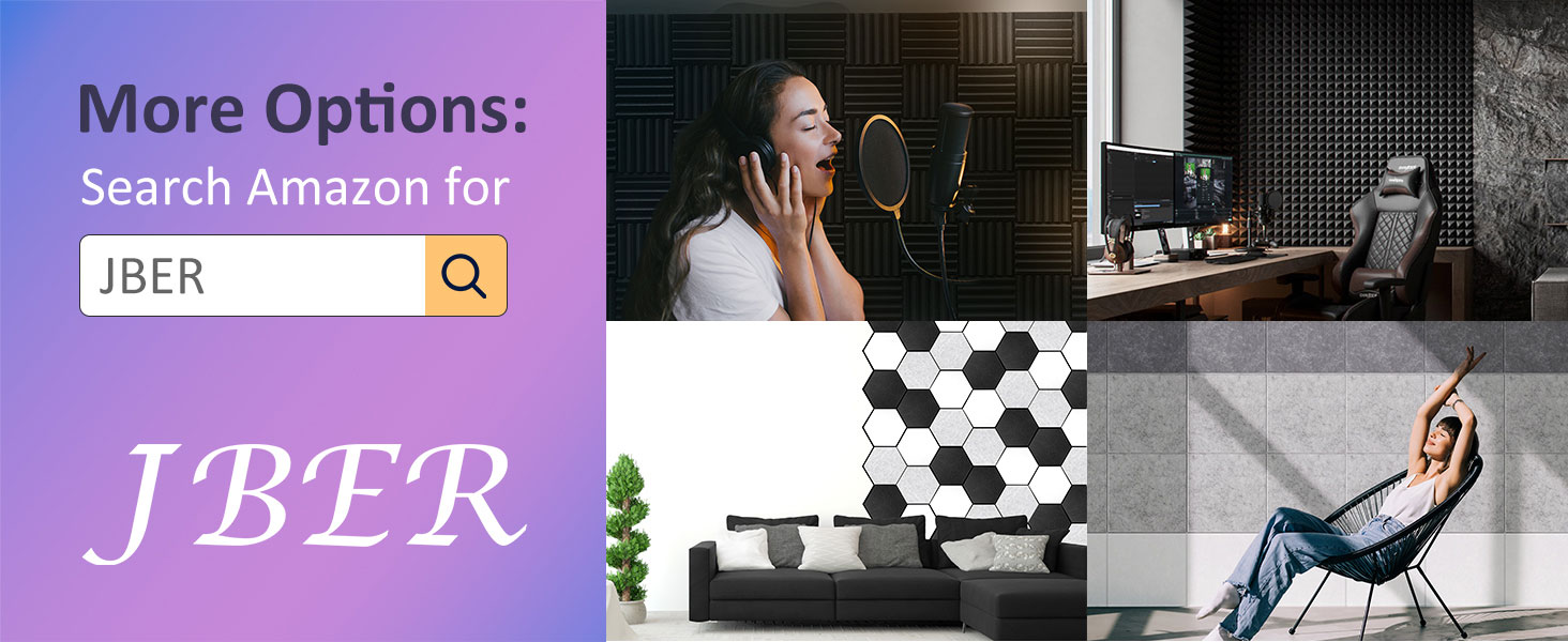 Акустичний поролон JBER, звукопоглинаючі пірамідні панелі для студії, вогнестійкі шумоізоляційні плити (48 шт, 30x30x2.5 см, чорний, без клею)